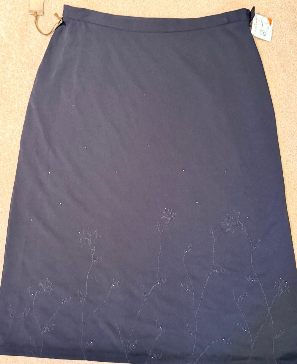 Caslon Black Skirt Medium M Midi Beaded Floral Embroidered Nordstrom NWT